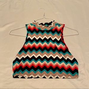 Colorful turtleneck crop top